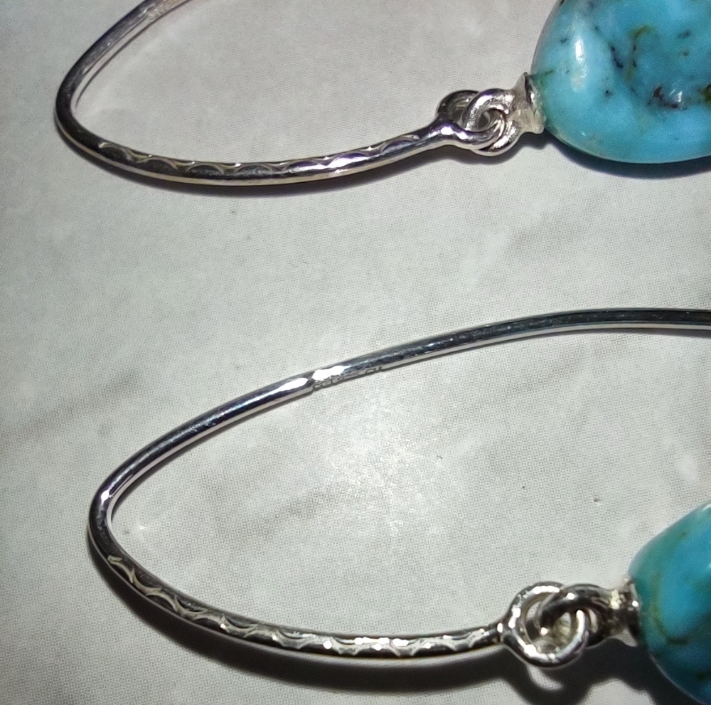 Jay King Turquoise/Sterling Silver Dangle Earrings - Picture 6 of 7